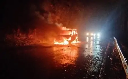 Vehículo se incendia en ruta T-85 a la altura del Puente Futangue: bomberos controla el siniestro sin lesionados