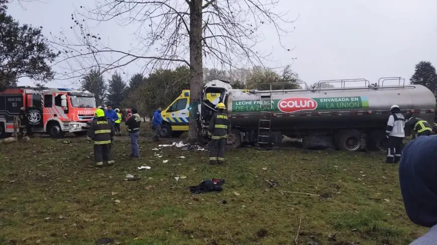 Conductor de camión lechero resulta con lesiones de gravedad tras accidente en ruta T-87  Río Bueno- Crucero