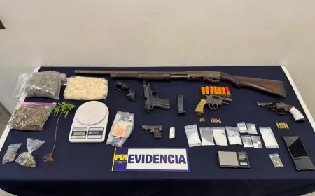 Cinco personas fueron detenidas en San José de la Mariquina con drogas y armas incautadas por la PDI