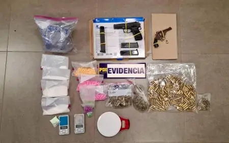 Cinco personas son detenidas en operativo antidrogas en Valdivia por PDI con incautación de armas, munición de guerra y drogas