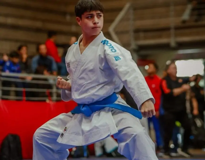 Tomás Collao, karateca del Liceo RAAC de La Unión, se prepara para representar a Chile en el Sudamericano de Colombia y el Panamericano de Brasil
