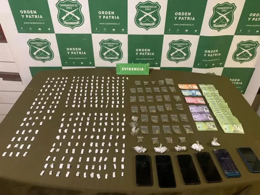 Cinco detenidos por tráfico de drogas en Valdivia tras allanamientos en poblaciones Pablo Neruda, Norte Grande y Guacamayo