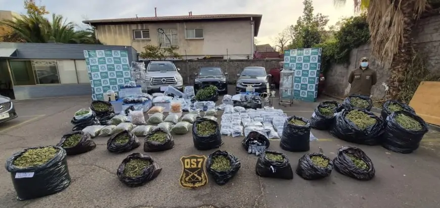 Carabineros incauta 536 kilos de marihuana y desarticula organización criminal en Los Ríos con detenidos en tres regiones