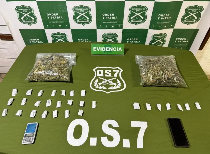 Hombre con antecedentes es detenido por tráfico de 870 dosis de marihuana avaluadas en $4,3 millones en Valdivia