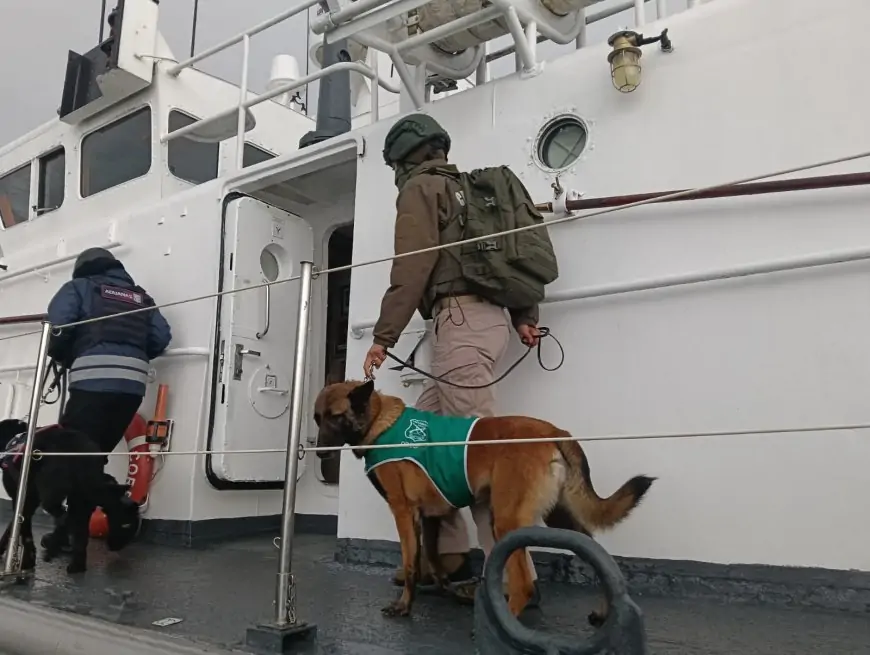 Carabineros OS7, Armada y Aduanas fiscalizan buque chino en Corral durante revista de fondeo sin registrar novedades
