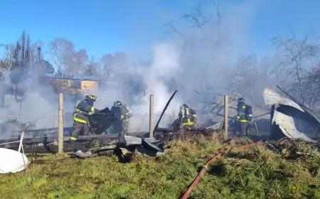 Estrechez del camino dificultó el ingreso de bomberos para combatir incendio que consume vivienda en sector Pitriuco de Lago Ranco