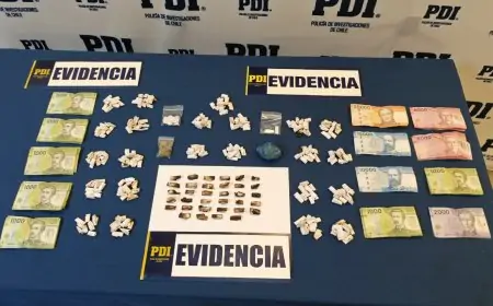 Cinco detenidos y más de mil dosis de cocaína base incautadas en operativo antinarcóticos en Valdivia