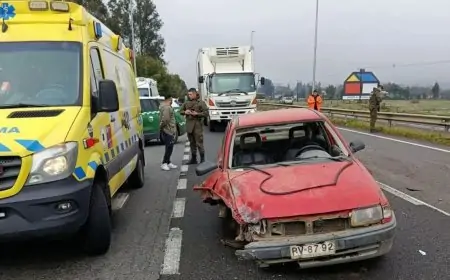 Accidente en Ruta 5 Sur cuando vehículo circulaba en contravía y conductor fue detenido por ebriedad