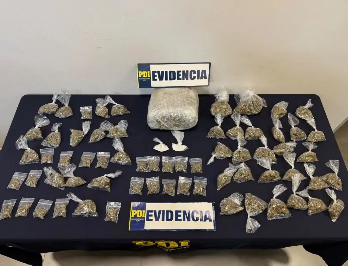 Tres personas detenidas y más de 1,6 kilos de droga incautados en operativo policial en Valdivia