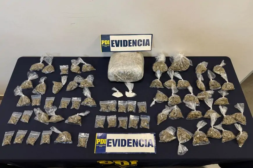 Tres personas detenidas y más de 1,6 kilos de droga incautados en operativo policial en Valdivia
