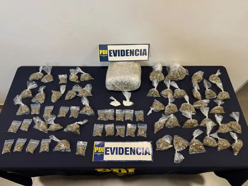Tres personas detenidas y más de 1,6 kilos de droga incautados en operativo policial en Valdivia